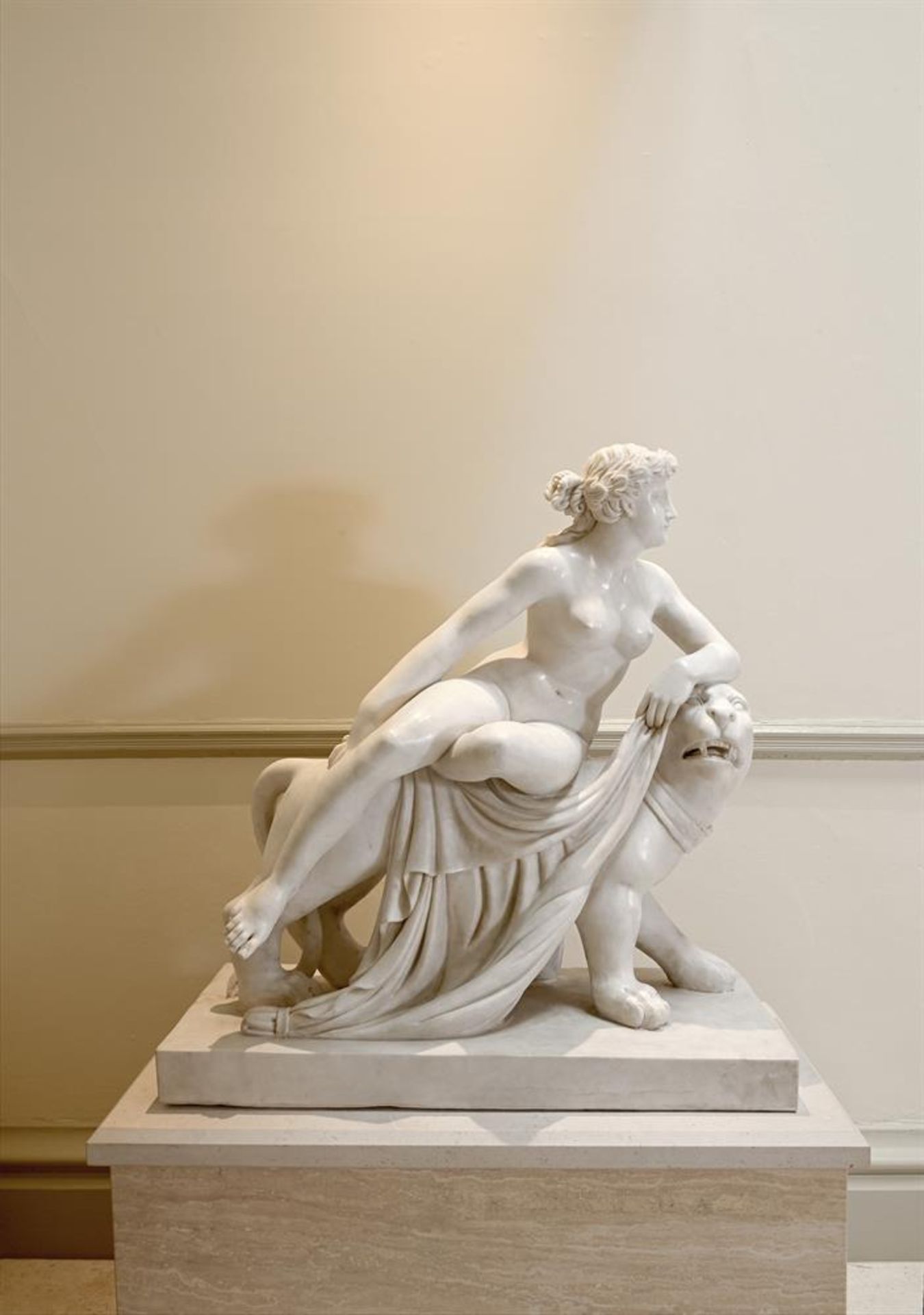 AFTER JOHANN HEINRICH VON DANNECKER, MARBLE FIGURE OF ARIADNE AND THE PANTHER, CONTEMPORARY - Image 2 of 3