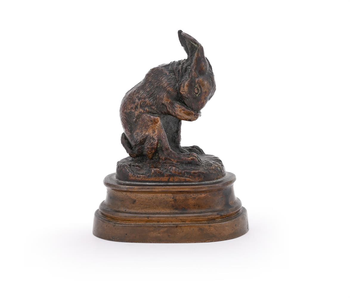 ISIDORE JULES BONHEUR (FRENCH, 1827-1901), A BRONZE MODEL OF A HARE LICKING ITS PAW - Image 4 of 5