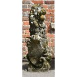 A COMPOSITION STONE LION GATE POST FINIAL, 20TH CENTURY