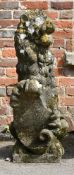 A COMPOSITION STONE LION GATE POST FINIAL, 20TH CENTURY