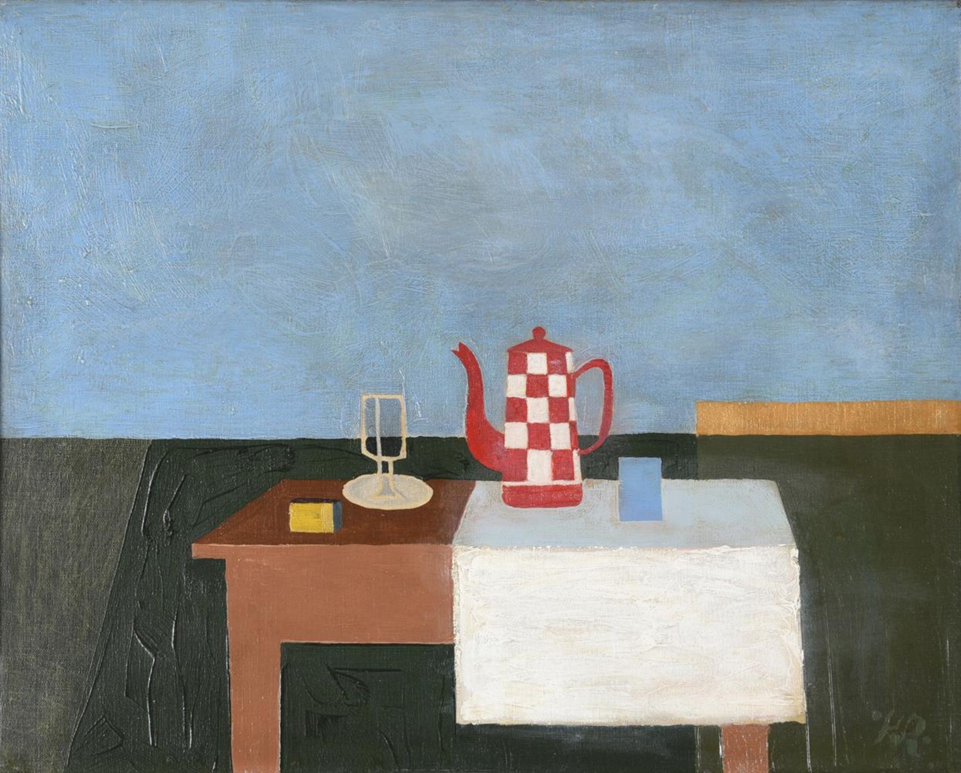 λ KENNETH ROWNTREE (BRITISH 1915-1997), STILL LIFE WITH CHEQUERED JUG