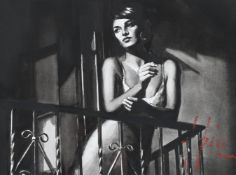 λ FABIAN PEREZ (ARGENTINIAN B. 1967), WOMAN SMOKING FROM HER BALCONY