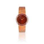 INTERNATIONAL WATCH CO. (IWC), A LADY'S GOLD COLOURED RUBY AND DIAMOND BRACELET WATCH