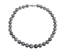 A GRADUATED TAHITIAN CULTURED PEARL NECKLACE