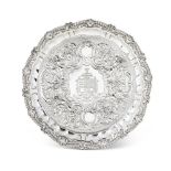 A GEORGE III SILVER SHAPED CIRCULAR SALVER