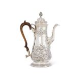 A GEORGE III SILVER BALUSTER COFFEE POT