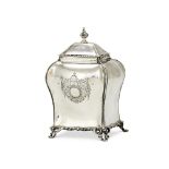 A GEORGE III SILVER TEA CADDY