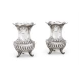 A PAIR OF VICTORIAN SILVER VASES