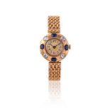 MELLERIO DITS MELLERIO, A FRENCH GOLD COLOURED, SAPPHIRE AND DIAMOND BRACELET WATCH