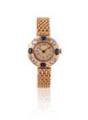 MELLERIO DITS MELLERIO, A FRENCH GOLD COLOURED, SAPPHIRE AND DIAMOND BRACELET WATCH