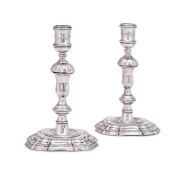 A PAIR OF GEORGE II SILVER CANDLESTICKS