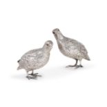 A PAIR OF SILVER MODELS OF PARTRIDGES