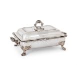 A GEORGE III SILVER ENTREE DISH AND COVER