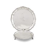 A GEORGE III SILVER SHAPED CIRCULAR SALVER