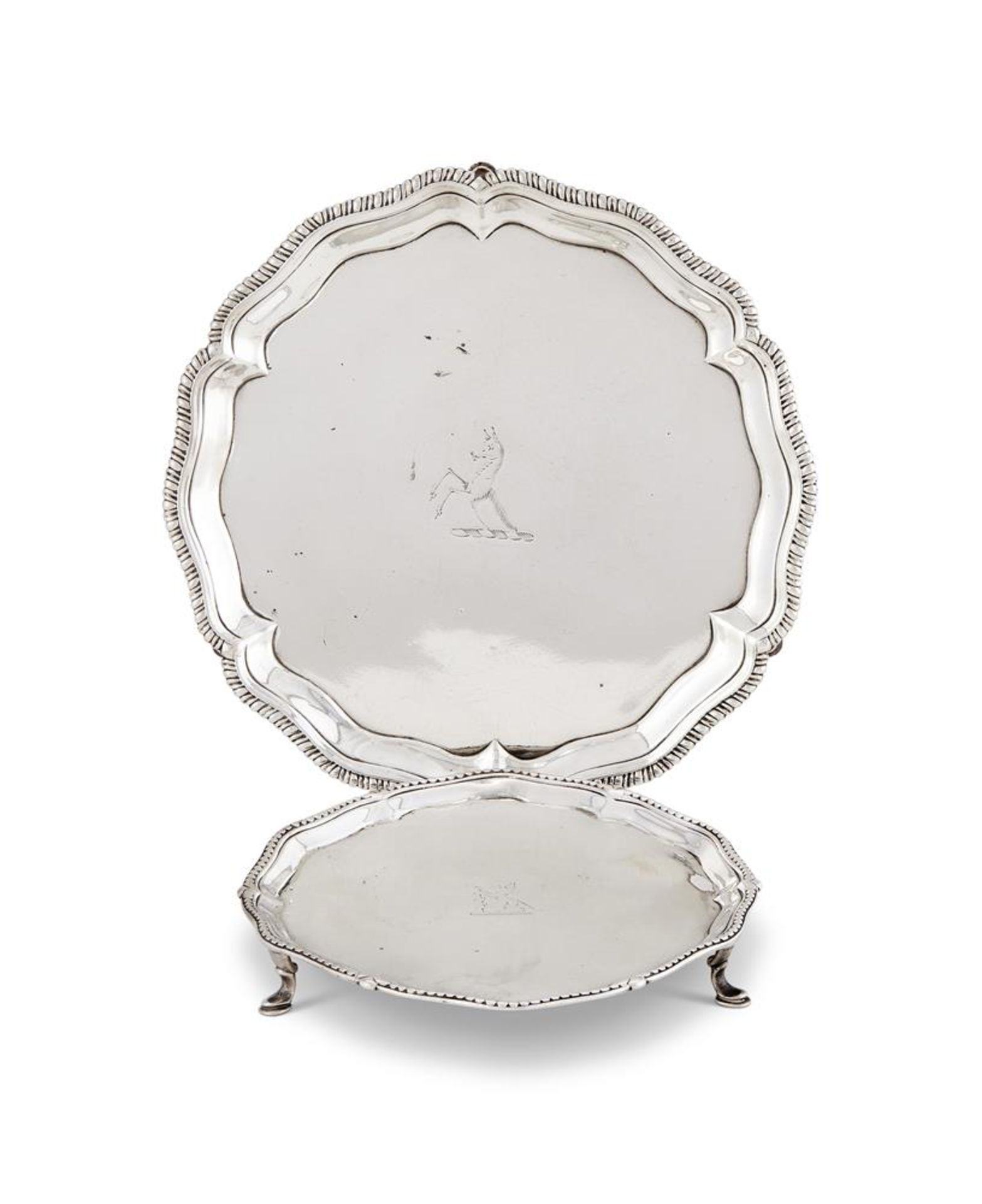 A GEORGE III SILVER SHAPED CIRCULAR SALVER