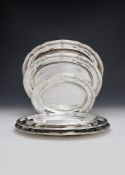 A SET OF SIX EARLY VICTORIAN SILVER SHAPED OVAL MEAT DISHES