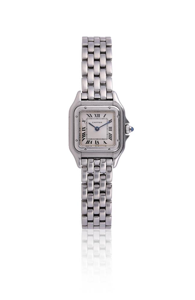 CARTIER, PANTHÈRE, REF. 1320, A LADY'S STAINLESS STEEL BRACELET WATCH