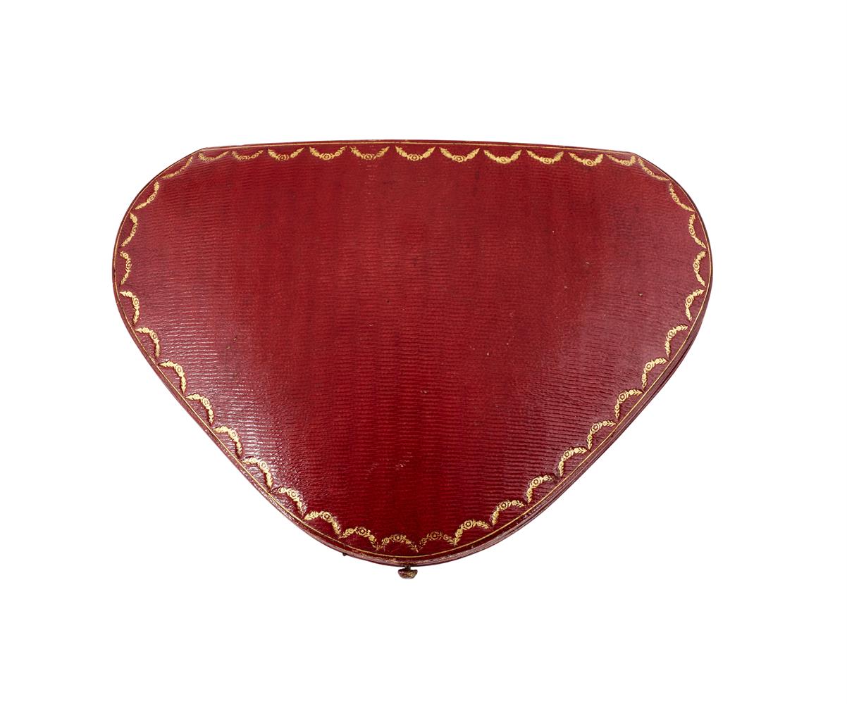 CARTIER, A GILT TOOLED RED LEATHER JEWEL CASE, FIRST HALF OF THE 20TH CENTURY
