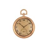 CARTIER, A GOLD KEYLESS WIND OPEN FACE POCKET WATCH