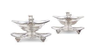 A PAIR OF FRENCH SILVER OVAL SAUCE BOATS