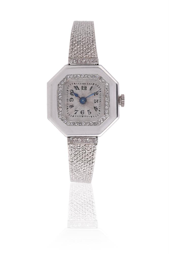 A FRENCH 1930S PLATINUM AND DIAMOND WATCH HEAD