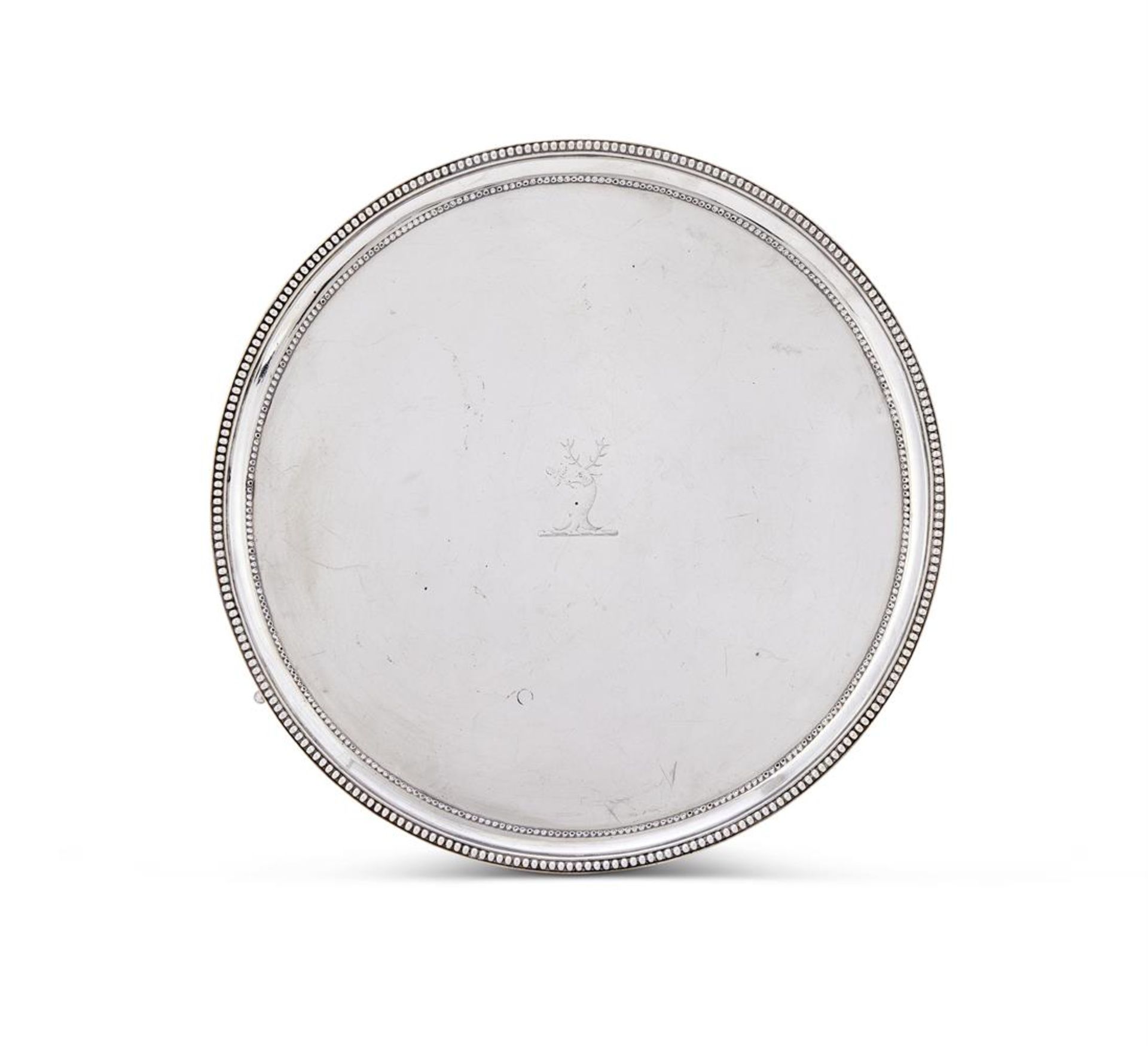 A GEORGE III SILVER CIRCULAR SALVER