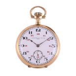 LIP, CHRONOMETRE OFFICIEL, A FRENCH GOLD KEYLESS WIND OPEN FACE POCKET WATCH