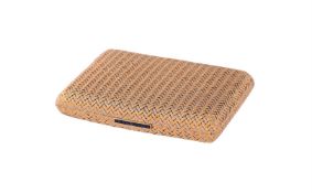 HERMÈS, A 1970S FRENCH GOLD COLOURED BASKET WEAVE COMPACT