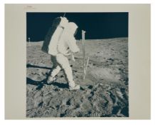 Buzz Aldrin taking lunar soil samples, Apollo 11, 16-24 Jul 1969