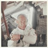 Buzz Aldrin working in the Lunar Module 'Eagle' during translunar coast, Apollo 11, 16-24 Jul 1969