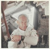Buzz Aldrin working in the Lunar Module 'Eagle' during translunar coast, Apollo 11, 16-24 Jul 1969