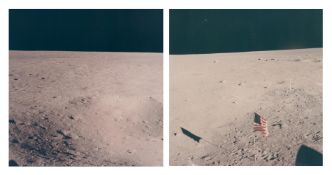 Diptych: Tranquility Base from the Lunar Module before liftoff, Apollo 11, 16-24 July 1969