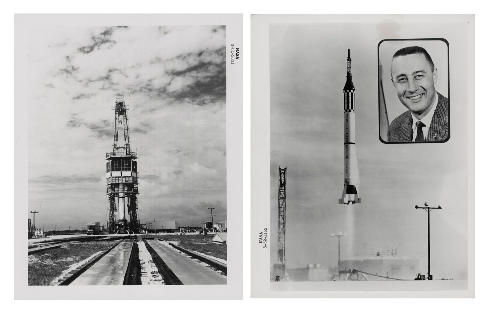 Gus Grissom onboard Liberty 7, 2nd U.S. suborbital mission (2 views), Mercury-Redstone 4, July 1961