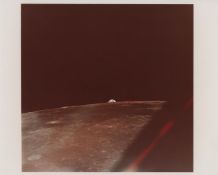 The Earth emerging over the lunar horizon, Apollo 11, 16-24 July 1969