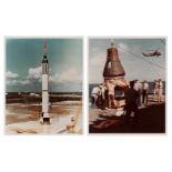 Launch and recovery (2 views), Mercury Redstone 3 and Mercury Atlas 9, 5 May 1961 and 15 May 1963