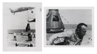 The recovery of the first American in space, Alan Shepard (2 views), Mercury Redstone 3, 5 May 1961