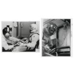 Neil Armstrong & Dave Scott preparing for the first docking in space (2 views), Gemini 8