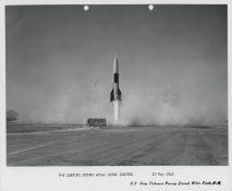 The historic lift-off of the first US space rocket, V2 No.3, 10 May 1946