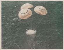 The Command Module Casper returning to Earth after its voyage to the Moon, Apollo 16, 27 April 1972