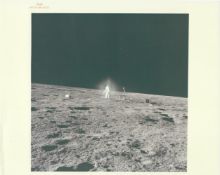 'Glowing' Alan Bean deploying scientific experiments, Apollo 12, 14-24 November 1969