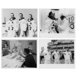 The first LEM crew during pre-launch activities and recovery (4 photos), Apollo 9, 3-13 March 1969