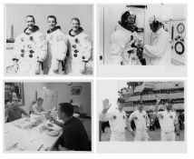 The first LEM crew during pre-launch activities and recovery (4 photos), Apollo 9, 3-13 March 1969