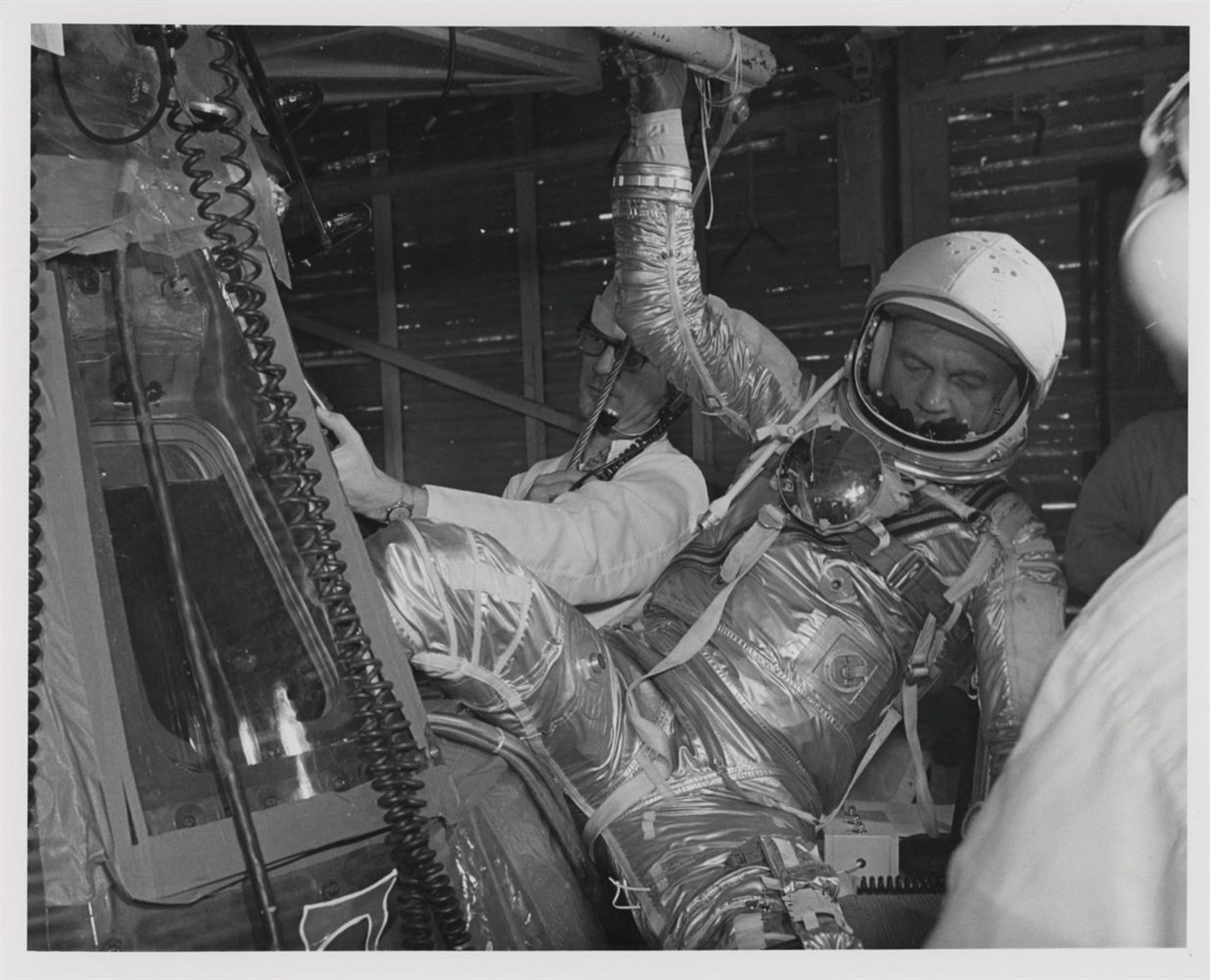 John Glenn entering the Friendship 7 capsule (two photos), Mercury Atlas 6, February 1962 - Image 2 of 5