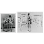 The first prototypes of EVA spacesuits designed for the outer space (2 views),1963 -1965