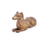 A Chinese gilt bronze paper weight of a hound
