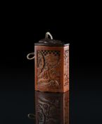 A Chinese carved bamboo incense holder
