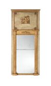 A CONTINENTAL GILTWOOD AND PAINTED PIER MIRROR