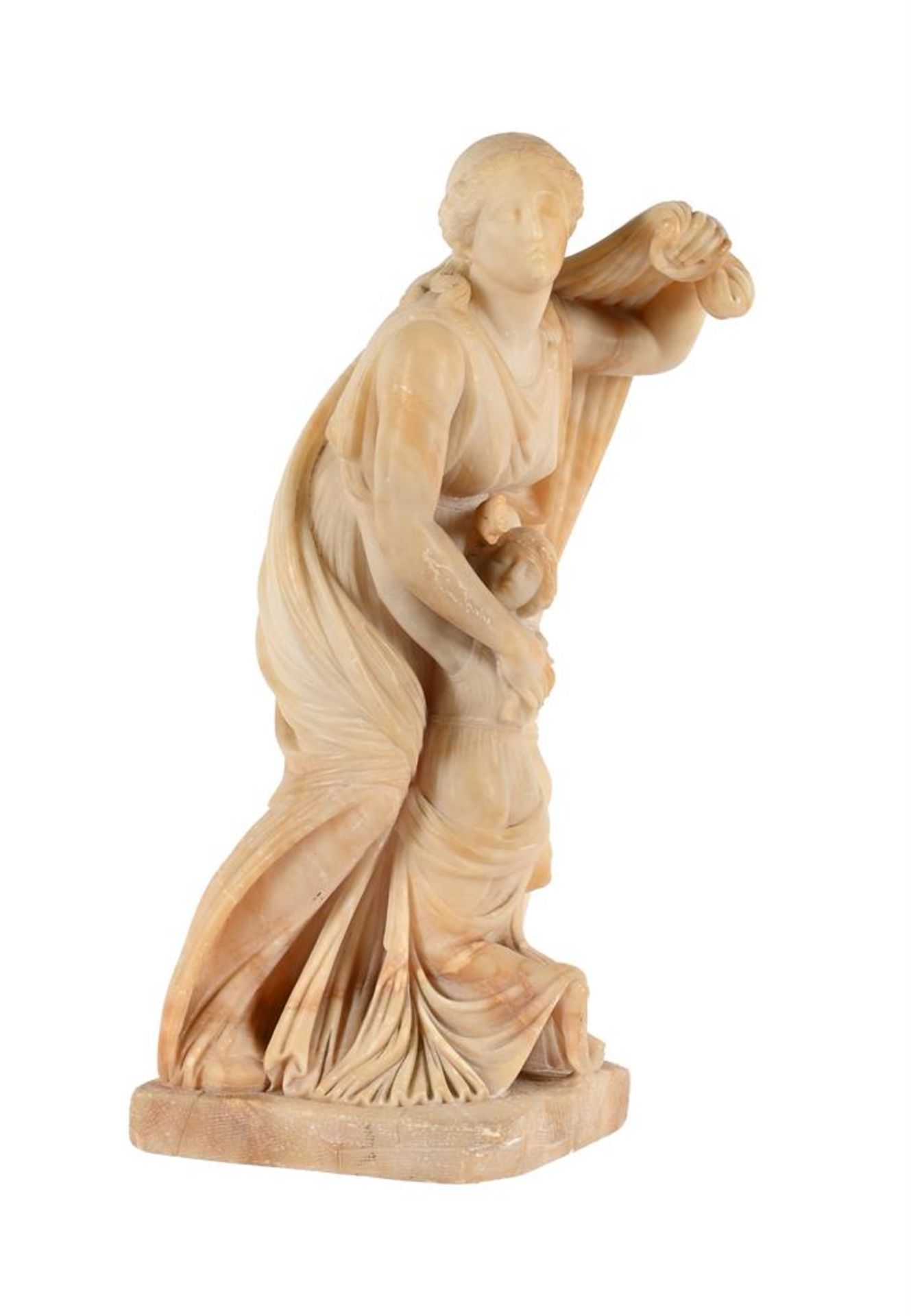 AN ALABASTER FIGURE OF A MOTHER AND CHILD - Image 3 of 4