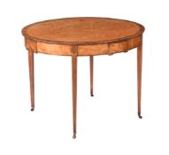 A GEORGE III SATINWOOD AND MAHOGANY CROSSBANDED CENTRE TABLE