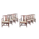 A HARLEQUIN SET OF EIGHT GEORGE III MAHOGANY DINING CHAIRS